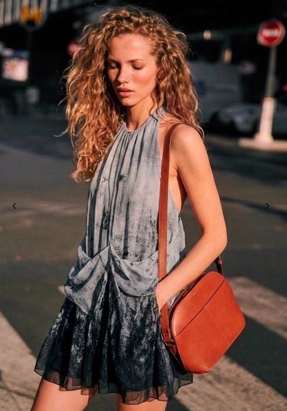 LEON MAX Limited Edition 100% Silk Ombré Halter Draped Cocktail Dress Sz M 🌪️